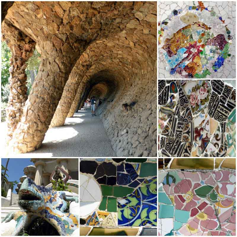 Park Güell - wandelgalerij en mozaïeken van Gaudi