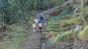 Honderden traptreden Annapurna-trekking